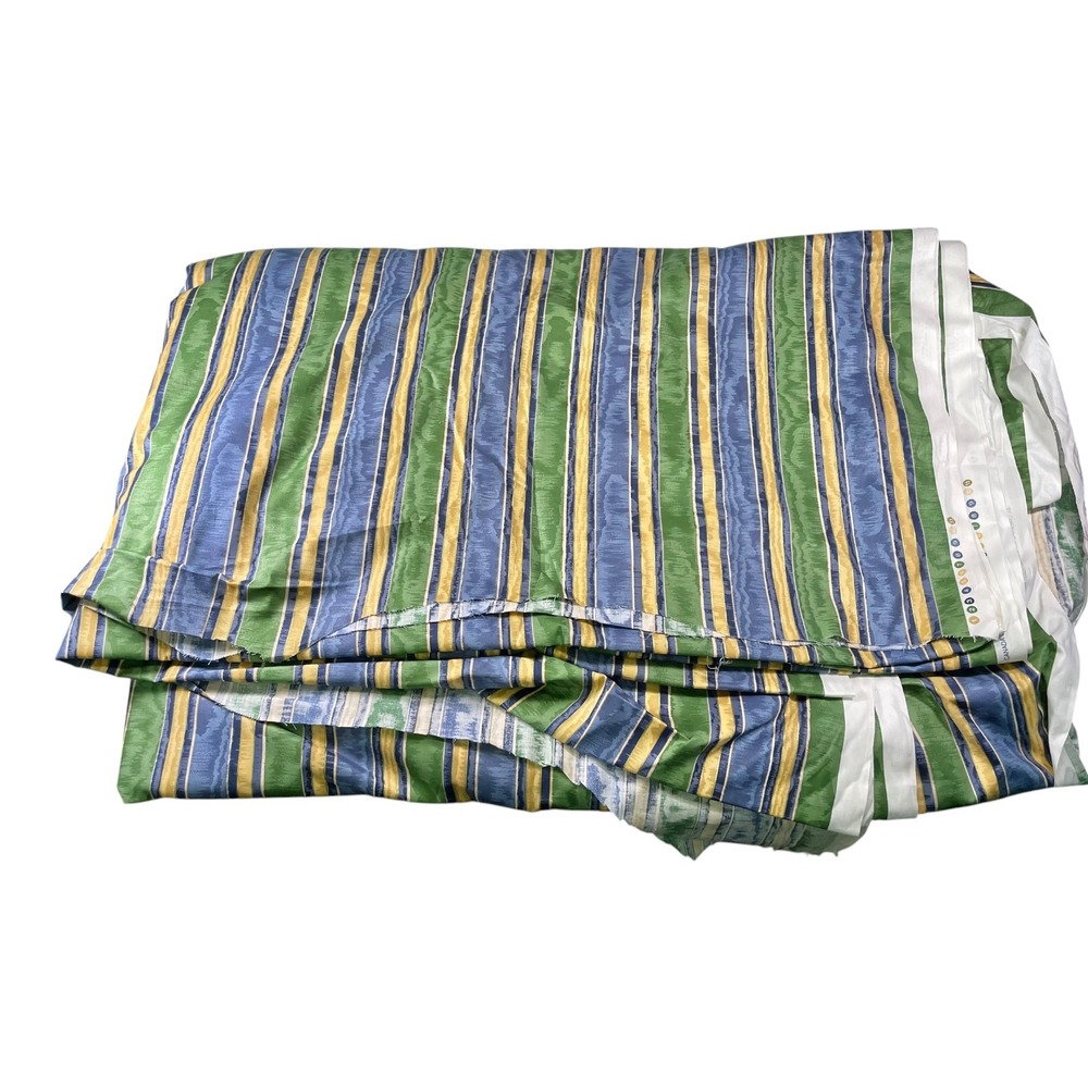 Richloom 56x17yards Green Blue Yellow Stripe Upholstery Fabric Vintage 1997 Ikat